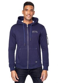Rusty Neal Herren Sweatjacke, blau, Gr. S, meliert, 70% Baumwolle, 30% Polyester, Sweatjacken, mit stylischer Ärmeltasche