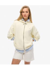 Superdry Damen Baumwolle Gesticktes Logo Studios Kapuzenjacke Mit Rei&szlig;verschluss, Creme - Gr&ouml;&szlig;e: 38 210262300075671D017