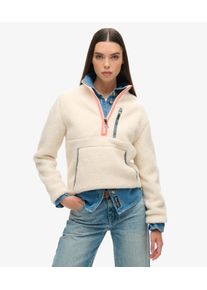Superdry Damen Creme Outdoor Fleecejacke mit Halbem Rei&szlig;verschluss, Gr&ouml;&szlig;e: 36 210262350069039E030