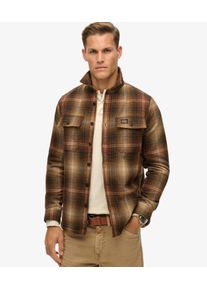 Superdry Herren Wolle Karierte Hemdjacke mit Fleecefutter, Braun & Wei&szlig; - Gr&ouml;&szlig;e: M 1041009500569B9C002