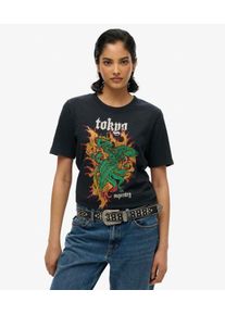Superdry Damen L&auml;ssiges Neo Trad T-shirt mit Tattoo-print Schwarz - Gr&ouml;&szlig;e: 40 2102421502259E8T019