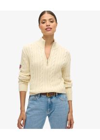 Superdry Damen Creme Gestrickter Rugby-Henley-Pullover, Gr&ouml;&szlig;e: 40 2103227500646D6R019