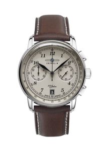 Zeppelin Herren Chronograph "100 Jahre", braun, Armbanduhren, Quarzuhr, Armbanduhr, Herrenuhr, Made in Germany, Lederarmband