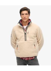 Superdry Herren Kontraststreifen Outdoor Sherpa Fleece Mit Halbrei&szlig;verschluss, Beige - Gr&ouml;&szlig;e: XL 10406075008441LG004