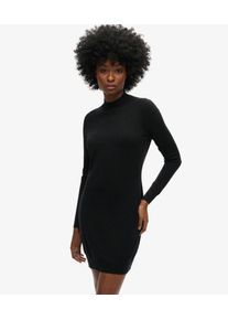 Superdry Damen Lang&auml;rmeliges Strickkleid aus Merinowolle Schwarz - Gr&ouml;&szlig;e: 40 214423600064802A019
