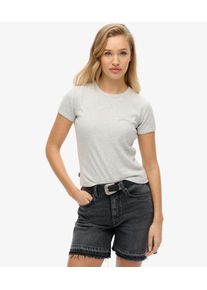 Superdry Damen Geripptes Essential T-shirt mit Logo Hellgrau - Gr&ouml;&szlig;e: 42 21024220001565WB020