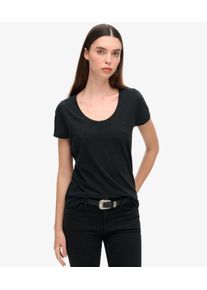 Superdry Damen Studios T-shirt mit Tiefem Ausschnitt Schwarz - Gr&ouml;&szlig;e: 36 210242200013102A030