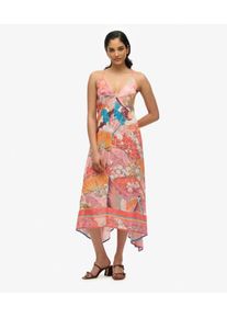 Superdry Damen Bedrucktes Jacquard-kleid mit Zipfelsaum Pink - Gr&ouml;&szlig;e: 42 2144236500682E9M020