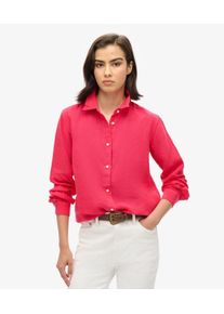 Superdry Damen L&auml;ssiges Hemd aus Leinen im Boyfriend-stil Pink - Gr&ouml;&szlig;e: 42 2102824000361MCE020