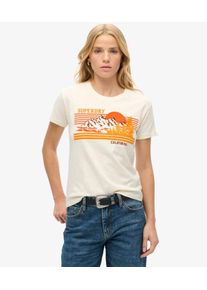 Superdry Damen Creme Figurbetontes Outdoor-T-Shirt Gestreift, Gr&ouml;&szlig;e: 38 2102421502203OO3017
