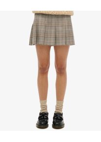 Superdry Damen Beige und Schwarz Plissierter Minirock mit Niedriger Leibh&ouml;he, Gr&ouml;&szlig;e: 42 21238335001807NQ020