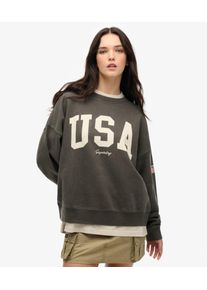 Superdry Damen Athletic Essentials Relaxed Sweatshirt mit Rundhalsausschnitt Dunkelgrau - Gr&ouml;&szlig;e: 42 210262350070800Q020