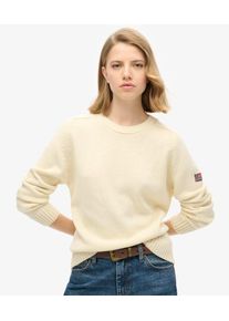 Superdry Damen Lockerer Strick-pullover mit Rundhalsausschnitt White - Gr&ouml;&szlig;e: 34 2103227500649D8K028