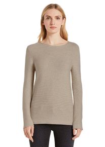 Tom Tailor Damen Strickpullover, grau, casual, Gr. XXL, unifarben, Feinstrick, Obermaterial: 100% Baumwolle, Pullover, in Streifen Stuktur