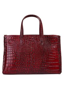 CLUTY Damen Henkeltasche, rot, Leder, glänzend, Taschen, echt Leder, Made in Italy