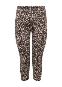Only CARMAKOMA Damen Leggings "CARTIME LIFE CALF AOP LEGGINGS NOOS"schwarz aop:leopard, modisch, Gr. S, bedruckt, Jersey, Obermaterial: 95%