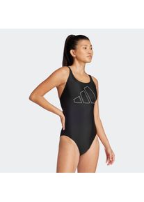 Damen Badeanzug "BIG BARS SUIT", schwarz-weiß, sportlich, Gr. 44, adidas Performance, Obermaterial: 78% Polyamid, 22% Elasthan, Badeanzüge