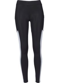 Urban Classics Damen Leggings "Urban Classics Damen Ladies Tech Mesh Striped Pocket Leggings", schwarz-weiß, Gr. XS, gestreift, 80% Polyamid, 20%