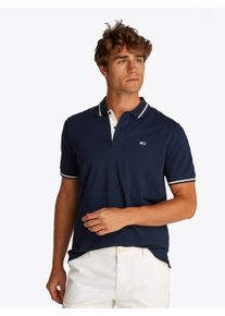 Tommy Jeans Herren Poloshirt "TJM REG TIPPED POLO", blau, casual, Gr. S, Jersey, Obermaterial: 100% Baumwolle, Shirts, mit Streifendetails