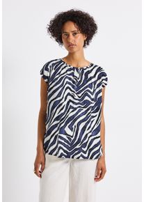 Street One Damen Blusentop, blau, casual, Gr. 34, bedruckt, Stoff, 100% Viskose, Blusen, aus softer Viskose