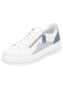 Remonte Damen Plateausneaker, Gr. 36, blau, Leder, Lederimitat, kontrastfarbene Details, sportlich, Schuhe, Freizeitschuh, Halbschuh, Schnürschuh mit