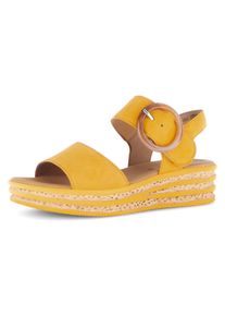 Gabor Damen Keilsandalette, Gr. 38, gelb, Nubukleder, unifarben, modisch, Schuhe, Sommerschuh, Sandale, Keilabsatz, mit großer Zierschnalle