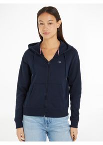 Tommy Jeans Damen Sweatjacke "TJW REG S FLAG ZIP THRU", blau, casual, Gr. XS, unifarben, Sweatware, Obermaterial: 80% Baumwolle, 20% Polyester,