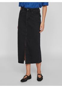 Vila Damen Jeansrock "VIJAF HW MIDI DENIM SKIRT-NOOS", schwarz, modisch, Gr. 38, Denim/Jeans, Obermaterial: 99% Baumwolle, 1% Elasthan, Röcke