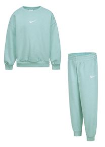 Nike Sportswear Kinder Jogginganzug "NKN ESSENTIAL FLEECE CREW SET"mica grün heather, sportlich, Gr. 122, Obermaterial: 60% Baumwolle, 40% Polyester,