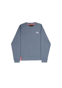Herren Sweatshirt "Basic Sweater small Logo", blau, modisch, Gr. S, Alpha Industries, bedruckt, angeraute Sweatware, Obermaterial: 80% Baumwolle, 20%