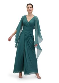 Vera Mont Damen Multifunktionstuch "Vera Mont Chiffonstola mit Volant", grün, festlich, Gr. S, Chiffon, Polyester, Modetücher, Nahtführung