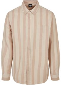 Urban Classics Herren Langarmhemd "Urban Classics Herren Striped Shirt", beige, Gr. S, 100% Baumwolle, Hemden