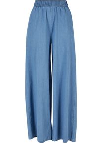Urban Classics Damen Stoffhose "Urban Classics Damen Ladies Light Denim Wide Leg Pants", blau, Gr. M, unifarben, 100% Baumwolle, Hosen