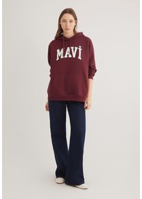 Mavi Damen Kapuzenpullover "Mavi LOGO HOODIE", lila, casual, Gr. XL, bedruckt, Jersey, 65% Baumwolle, 35% Polyester, Pullover, Hoodie