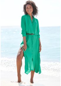 Lascana Damen Maxikleid "Cover-Up", grün, modisch, Gr. 38, unifarben, Cru00eape, Obermaterial: 100% Viskose, Kleider, Cover-Up, gekreppte Viskose,