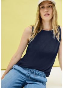 Cecil Damen Ripptanktopurban navy blau, casual, Gr. XL, Strukturmuster, unifarben, Rippware, Obermaterial: 48% Polyester, 48% Viskose, 4% Elasthan,