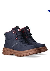 Tommy Hilfiger Kinder Schnürboots, Gr. 34, blau, Synthetik, Polyester, modisch, Schuhe, Chunky Boots, Winterboots mit Blockabsatz