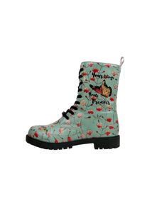 DOGO Damen Schnürboots "Zipsy High-Top Boots Your Wings, Your Dreams Damen Stiefeletten", Gr. 37, grün, Lederimitat, Schuhe, Vegan