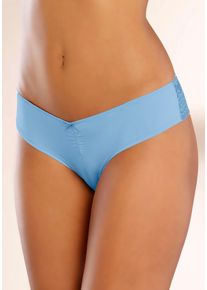 Lascana Damen Brasilslip, Gr. 40, blau, Microfaser, Spitze, Obermaterial: 92% Polyamid, 8% Elasthan (LYCRA). Spitze: 86% Polyamid, 14% Elasthan
