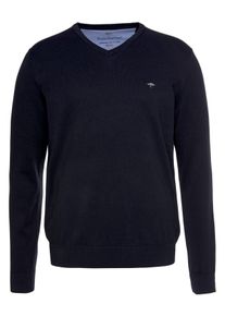 Fynch-Hatton Herren Strickpullover "Fynch-Hatton Pullover mit V-Kragen", blau, casual, Gr. XXL, unifarben, Strick, Obermaterial: 100% Baumwolle,