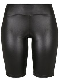 Urban Classics Damen Stoffhose "Urban Classics Damen Ladies Synthetic Leather Cycle Shorts", schwarz, Gr. M, unifarben, 87% Polyester, 13% Elasthan,
