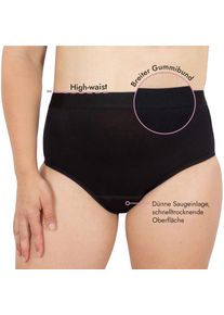 Hydas Damen Inkontinenzslip "mit integrierter dünner, 5-Lagen-Technologie Saugeinlage, High-Waist", 50/52, schwarz, Obermaterial: 95% Baumwolle, 5%