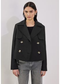 Damen Kurzjacke, schwarz, casual, Gr. 42, STREET ONE STUDIO, unifarben, Web, Obermaterial: 69% Baumwolle, 31% Polyester; Futter: 100% Polyester,