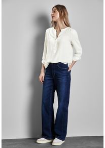 Street One Damen Langarmbluse, weiß, casual, Gr. 44, unifarben, Stoff, 100% Viskose, Blusen, aus softer Viskose