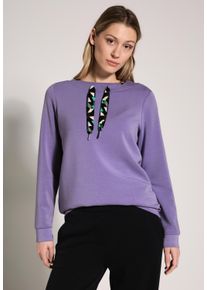 Cecil Damen Sweatshirt, lila, casual, Gr. L, unifarben, Sweatware, 49% Polyester, 43% Modal, 8% Elasthan, Sweatshirts, mit Stehkragen