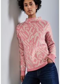 Street One Damen Rollkragenpullover, rosa, casual, Gr. 40, gemustert, Strick, Obermaterial: 33% Polyester, 31% Polyacryl, 24% Baumwolle, 12%
