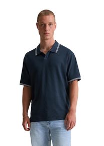 Marc O'Polo Herren Poloshirt "aus weichem Waffel-Jersey", blau, casual, Gr. XXL, MARC O'POLO DENIM, gestreift, Obermaterial: 100% Baumwolle, Shirts