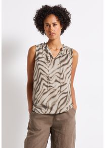 Street One Damen Blusentoptumbled beige, casual, Gr. 40, bedruckt, Stoff, Obermaterial: 100% Polyester; Futter: 100% Modal, Blusen, mit geschlitztem