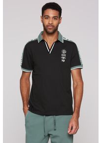 CAMP DAVID Herren Poloshirt, schwarz, casual, Gr. S, bedruckt, Material: 97% Baumwolle, 3% Elasthan, Shirts, mit V-Ausschnitt