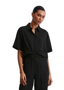 Marc O'Polo MARC O'POLO Damen Kurzarmbluse "aus Viskose-Twill", schwarz, elegant, Gr. 34, unifarben, Obermaterial: 100% Viskose, Blusen